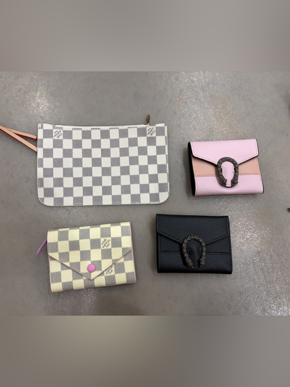 Luxury designer wallet bundle of 4 replica LV Gucci